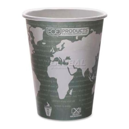 Eco-Products Eco-Products Hot Paper Cups, World Art, 12 Oz., Plant-Based Resin Inner Lining, 50/Pack, Gray ECOEPBHC12WA